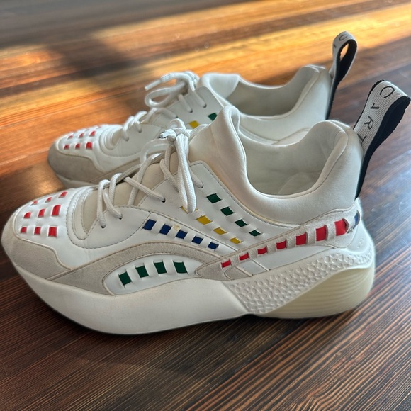 Stella McCartney Eclypse Sneakers White Rainbow Interwoven Low Top Lace-Up - Picture 1 of 5